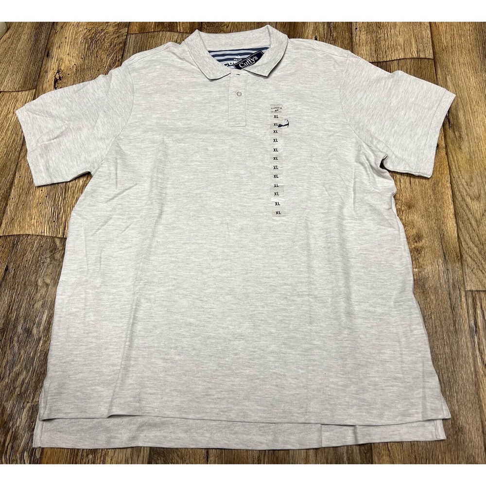 Cuffy's Cape Cod Polo Shirt XL Light Heather Gray Short Sleeved New NWT